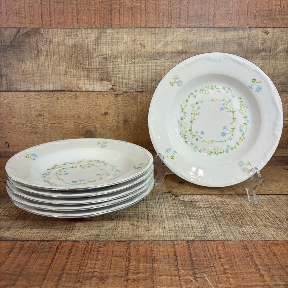 6-VTG Boutonniere By Baum Brothers 8.5” Soup Bowls Made In Poland Floral China